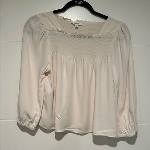 Splendid Light Cream Smocked Blouse